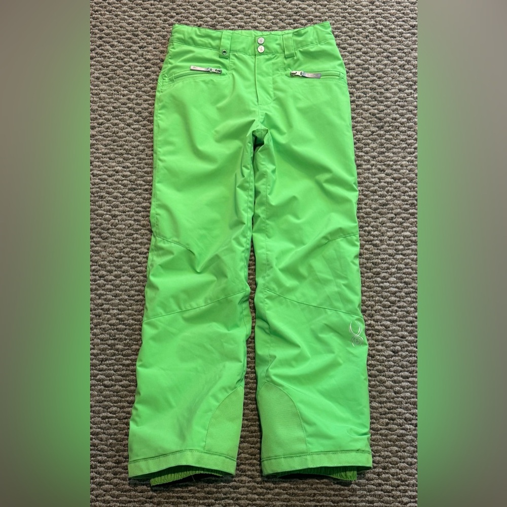 Spyder Vixen Ski Snowboard Pants Neon Green Girls sz 14